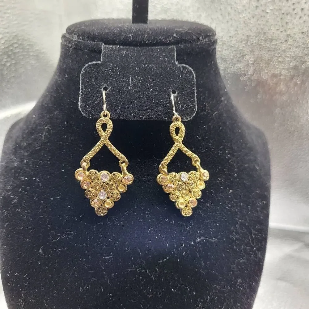 Vintage Vanecci Raw Gold Chandelier Earrrings
